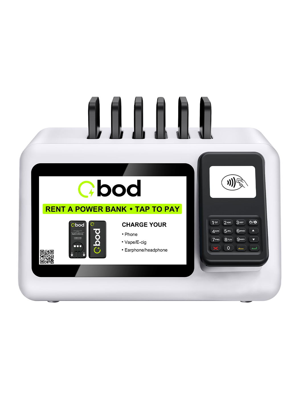 Station BOD Basic — borne de location de batteries portables 6 slots pour bars et restaurants